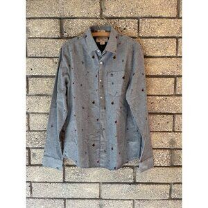 Heritage Slim Fit Penguin Button-Up Shirt With Campfire Print Gray Long-Sleeve C